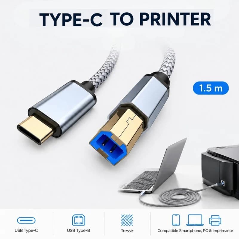 CABLE IMPRIMANTE TYPE C 1.5M